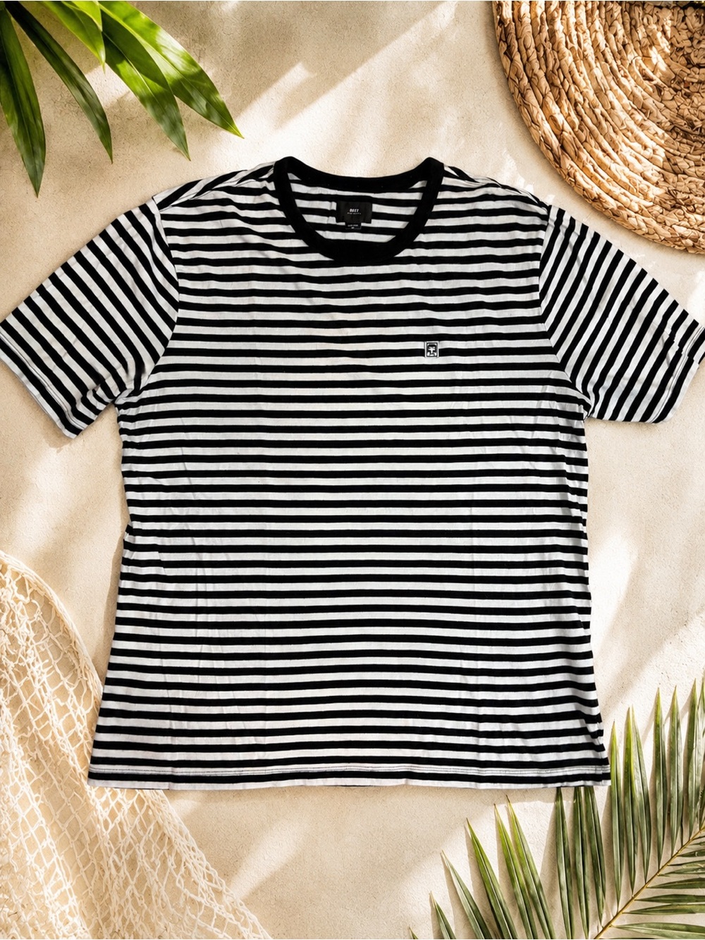 OBEY Established Works Eyes Stripe Tee Men’s XL Black White Soft Cotton